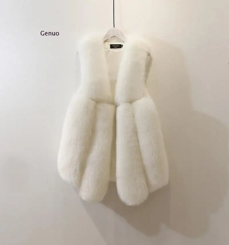 Women's Vests Winter Fox Fur Coat Oversized Sleeveless Jacket Female Thick Warm Vest Fashion Casual Fluffy Artificial Fur Vest