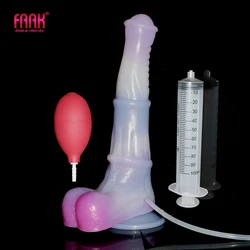 FAAK Ejaculation Horse Dildo Multi Color Animal Penis With Suction Cup  Female Masturbator Syringe Squirting Anal Sex Toys Shop