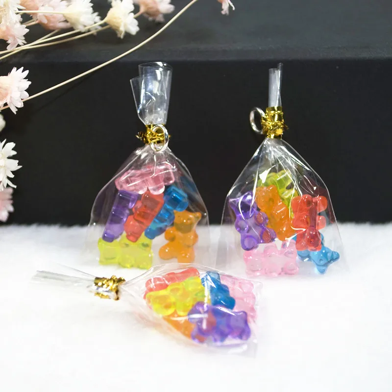 8pcs DIY earring pendant Mini Simulation Food Macaron Cake And Bear bag Jewelry necklace pendant for earrings diy Keychain parts