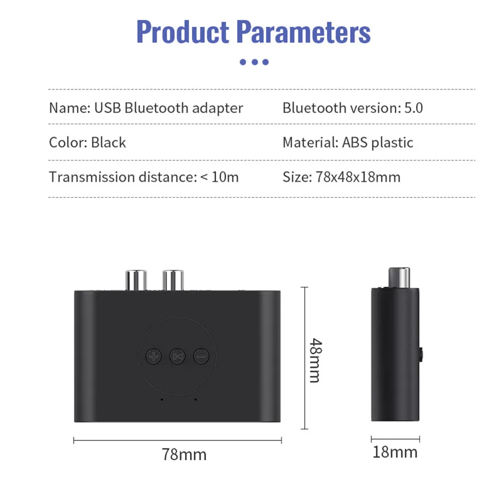 Bluetooth 5.3 Audio Receiver 3.5mm AUX RCA USB U-Disk Stereo Music Wireless Audio Adapter For PC TV Car Kit Speaker Amplifier