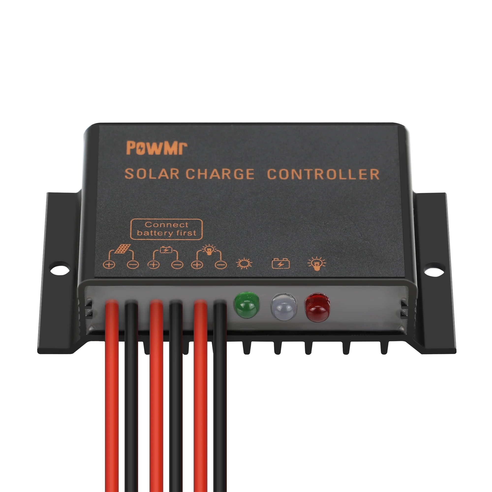 PowMr 10A 12V Solar Charge Controller 12V Waterproof IP68 Without Light and Timer Control Load 24 hours Working Outdoor