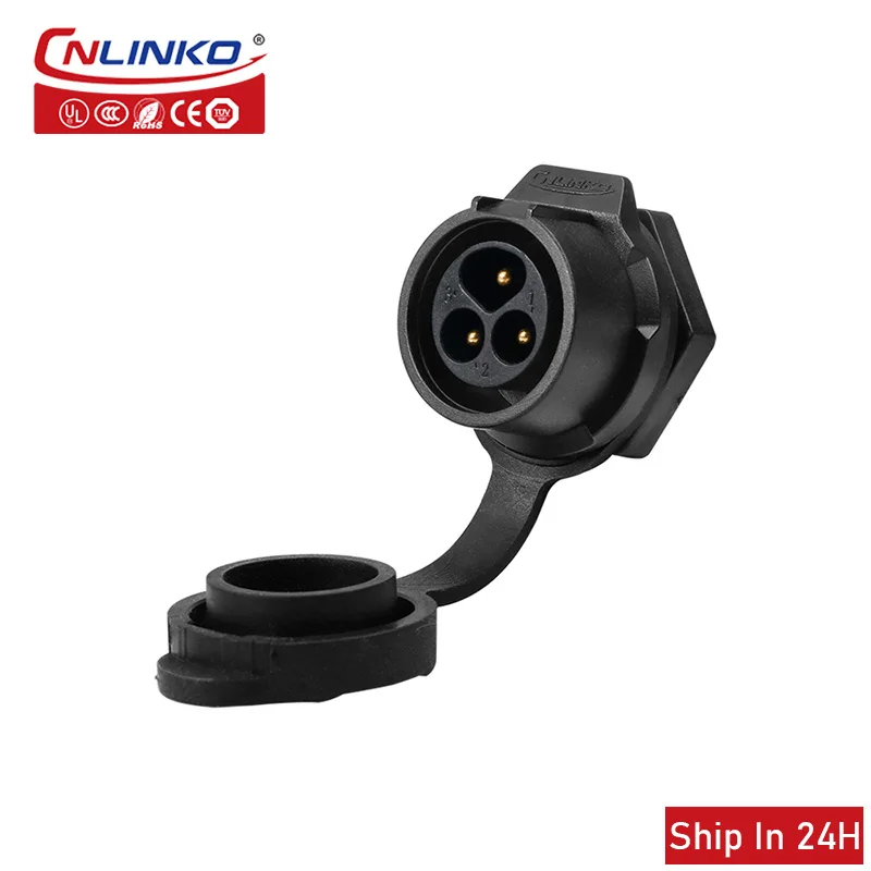 Cnlinko LP16 3pin IP67 Waterproof Plastic Industrial Aviation Plug Socket Electrical Cable Wire Connection Adapter for Testing