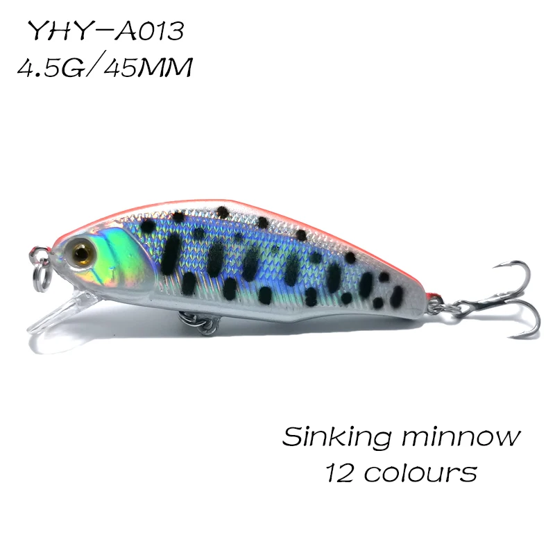 1pc 45mm 4.5g Fishing Lures Sinking Trout Minnow Wobbler Fishing Tackle Hard Bait