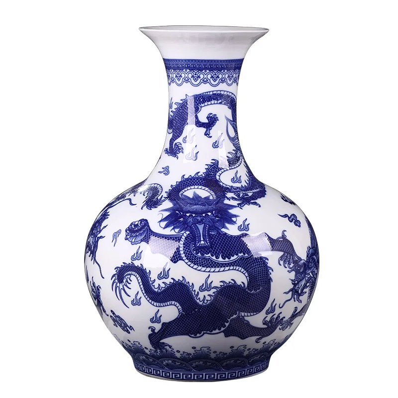 Jingdezhen blue and white flying dragon Tall Vase Floor Ceramic Home Furnishing Articles Large Floor Vases