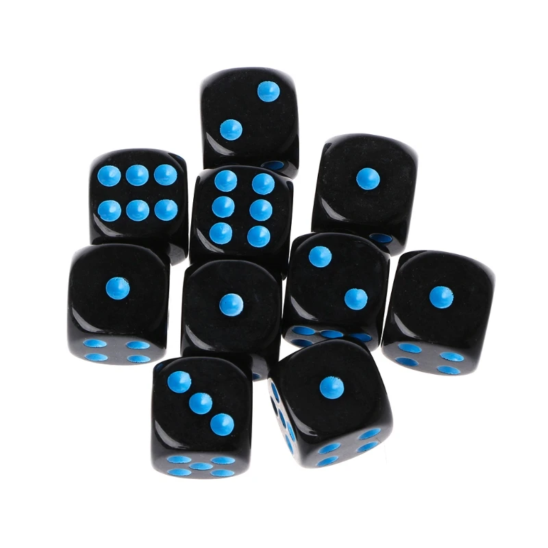 10pcs 15mm Multicolor Acrylic Cube Digital Dice D6 Beads Six Sides Portable Table Games Toy For Bar Pub Club Party Board Game