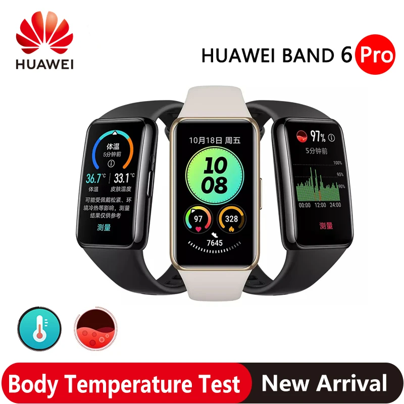 

Original Huawei Band 6 Pro Smartband Blood Oxygen 1.47''AMOLED Heart Rate Tracker Sleep monitoring Body temperature test NFC