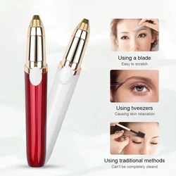 USB Electric Eyebrow Trimmer Painless Eye Brow Epilator Mini Lipstick Shaper Shaver Razor Portable Facial Hair Remover for Women