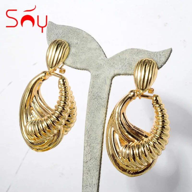 Sunny Drop Dangle Earrings Brazilian African Hot Sale Copper Stereoscopic Gold Plated Classic Women Jewelry Party Wedding Gift