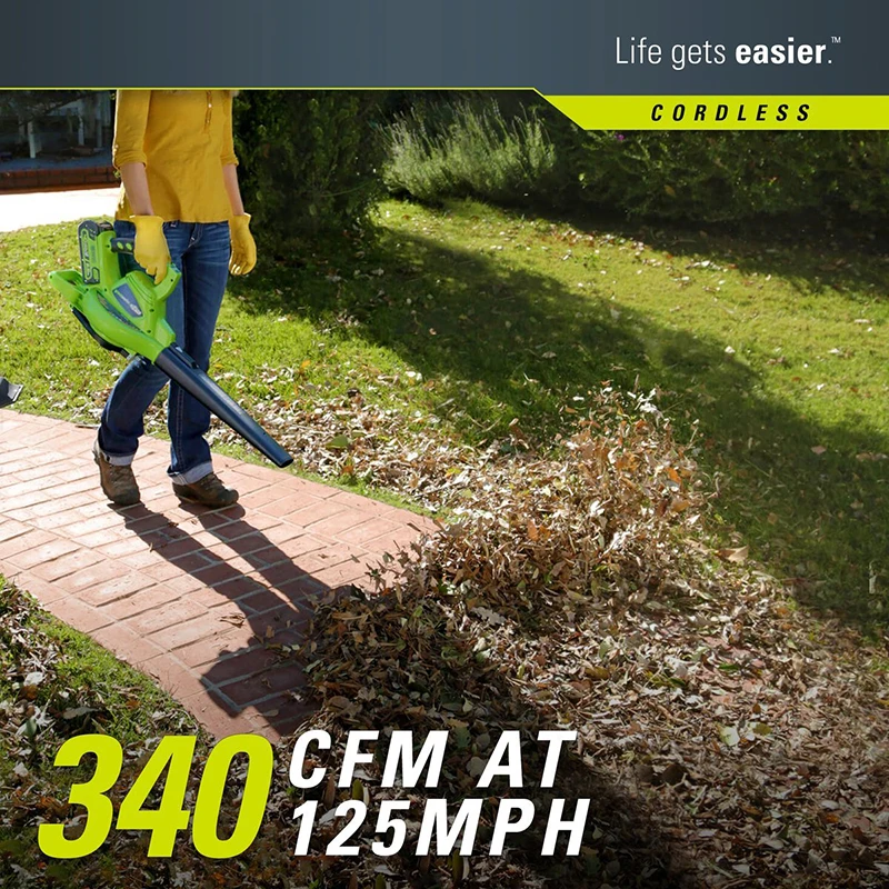 Greenworks jardim ao ar livre digipro G-MAX 40 v variável sem fio speed185mph ventilador vaccumm com carregador de bateria 4ah, retorno livre