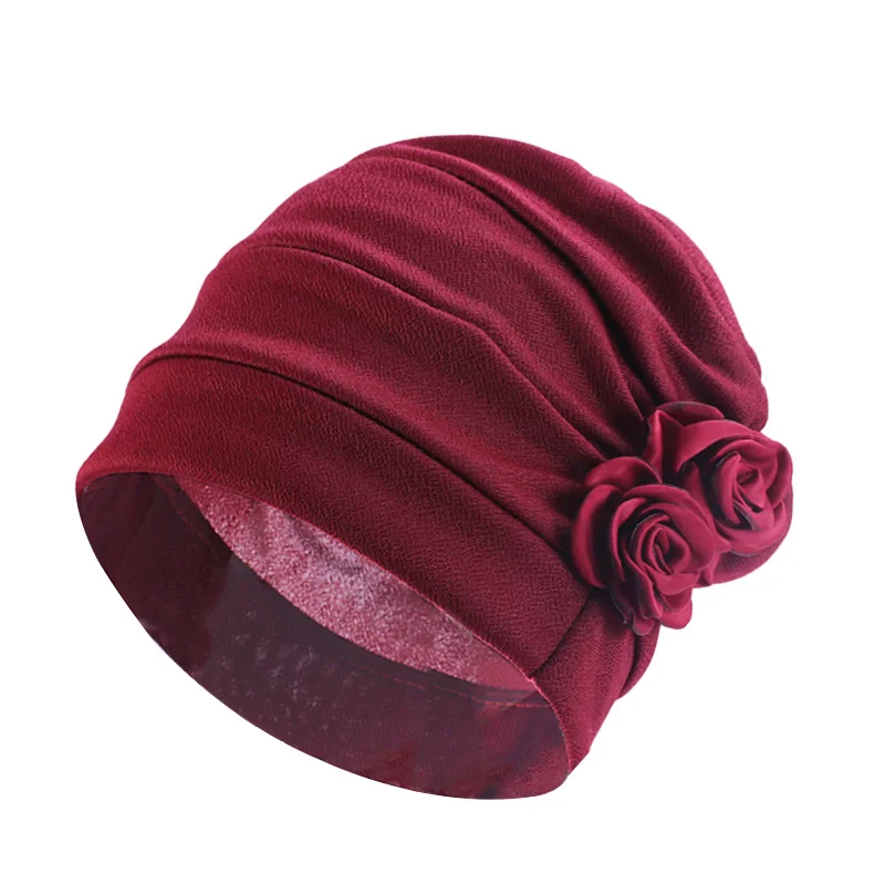 Muslim Fashion Women\'s Hijabs Flower Muslim Islamic Hijab Chemo Hat Beanies Hiar Loss Cancer Chemo Cap Ladies Bandana Head Cover