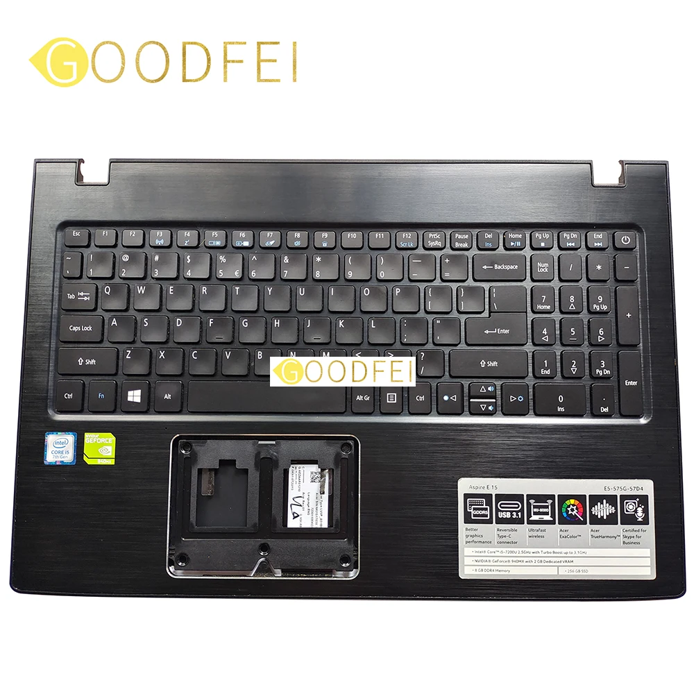 Used Original for Acer Aspire E5-575 E5-575G E5-576 E5-576G E5-523G E5-573G F5-573 TMTX50 Palmrest Upper Cover US Keyboard