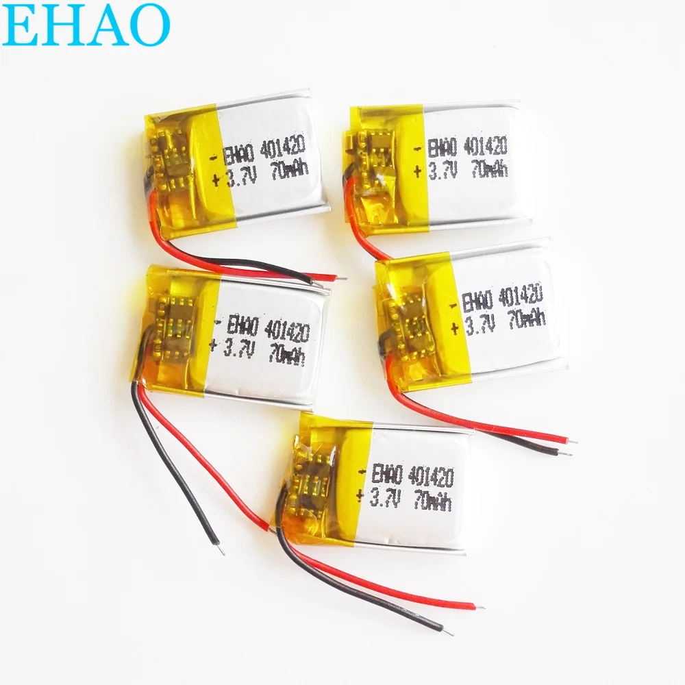 5 PCS 70mAh 3.7V Lithium Polymer LiPo Rechargeable Battery 401420 li-ion Cells For Mp3 PAD DVD E-book Bluetooth Headset Recorder