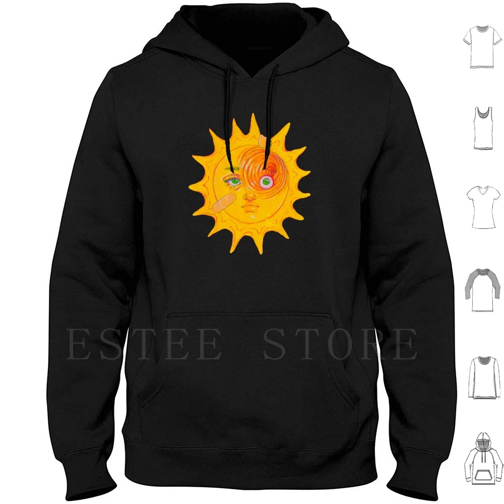 Junji Ito Inspired Spiral Sun Hoodie Long Sleeve Whimsical Creepy Cute Junji Ito Sun Pop Surrealism Honinip