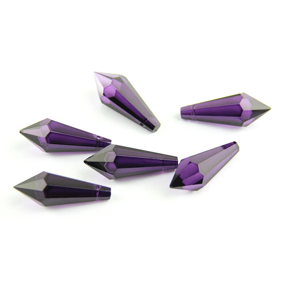38MM/63MM/76MM Dark Purple K9 Crystal Chandelier Pendants Prisms Cut&Faceted Glass U-Icicle Drops For Cake Topper Decoration image 3