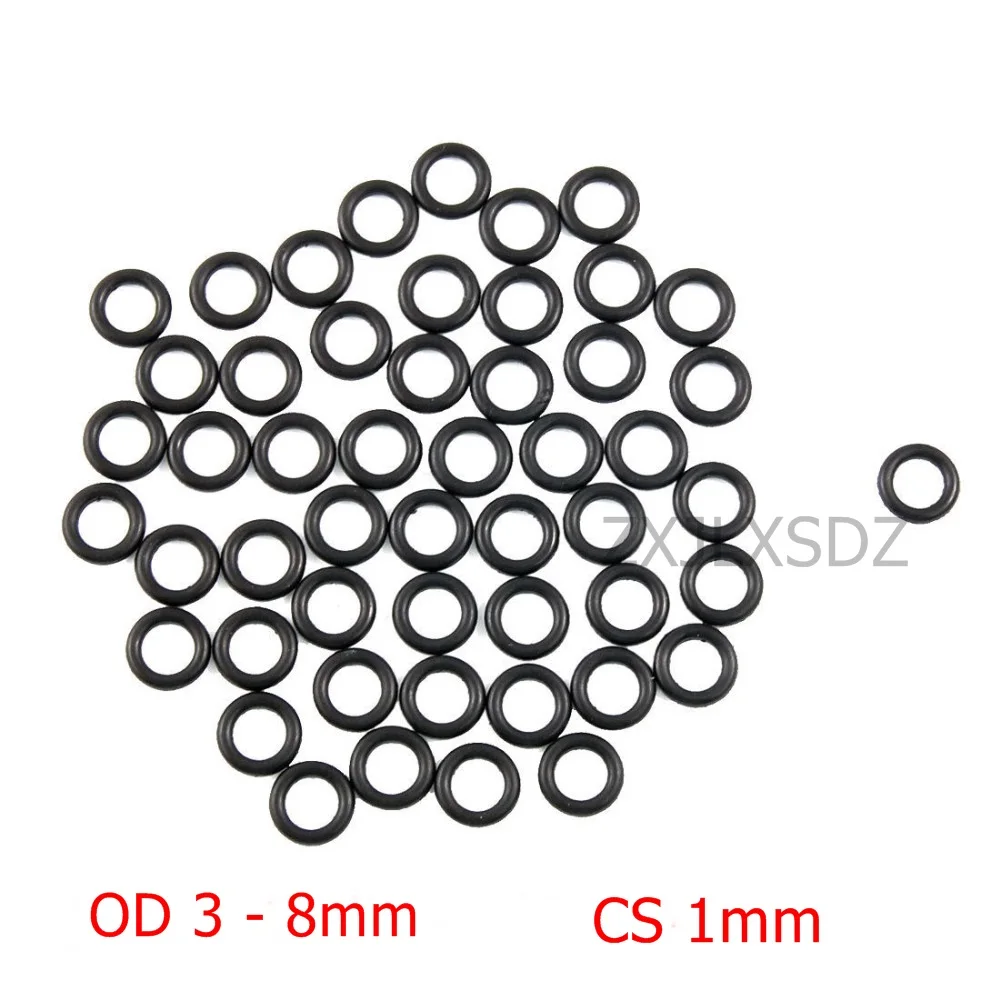 100 PZ NBR O-ring in gomma O-ring Guarnizioni in gomma Guarnizioni in gomma CS 1mm x OD 3 3.2 3.5 3.7 3.8 4 4.2 4.5 4.6 5 5.5 6 6.5 7 7.2 7.5 8mm