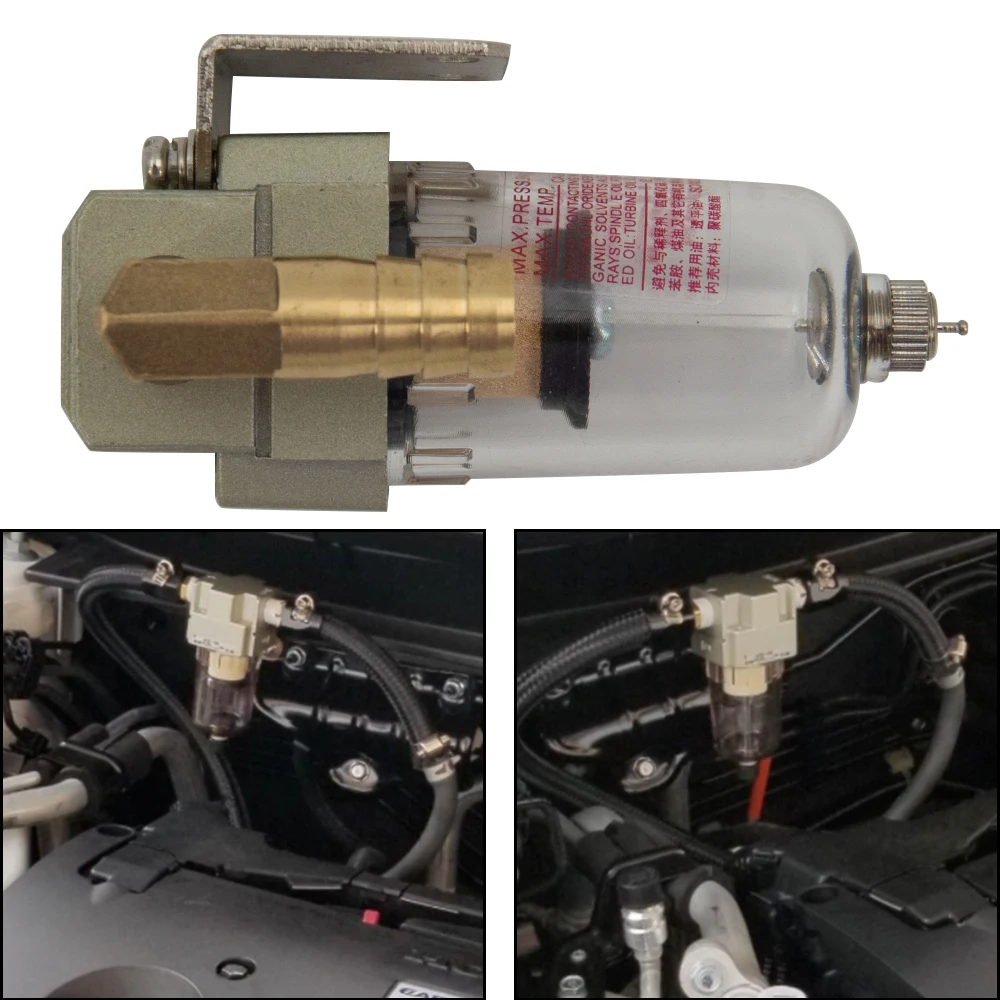 Universal 12mm Car Auto Engine Oil Separator Catch Reservoir Tank Can Filter Out Impurities Engine Oil and Gas Separator