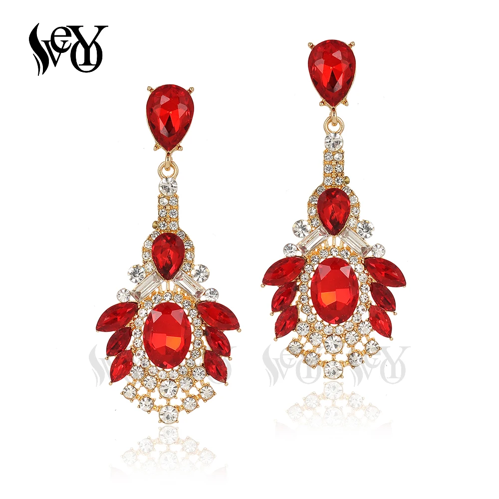 VEYO Luxury Crystal Drop Earrings Trendy Bridal Dangle Earrings Fashion Jewelry for Women Gift New Wholesale