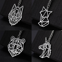 COOLTIME Wolf Keychain Fox Tiger Bear Animal Pendant Unicorn Rabbit Stainless Steel Men Car Bag Key Chain Accessories﻿