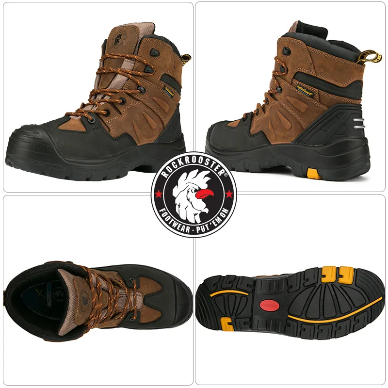 ROCKROOSTER Hiking Shoes Men Waterproof Hunting Boots Leather Work Safety Shoes Tactical Ankle Boots Male trekking Boots