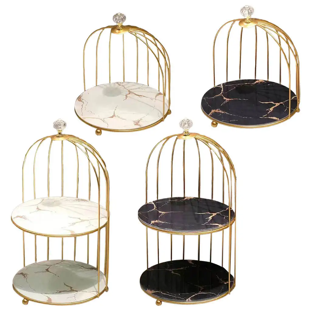 Metal Bird Cage Bathroom Countertop Organiser Vanity Tray Cosmetic & Makeup Storage Kitchen Rack Stand Shelf