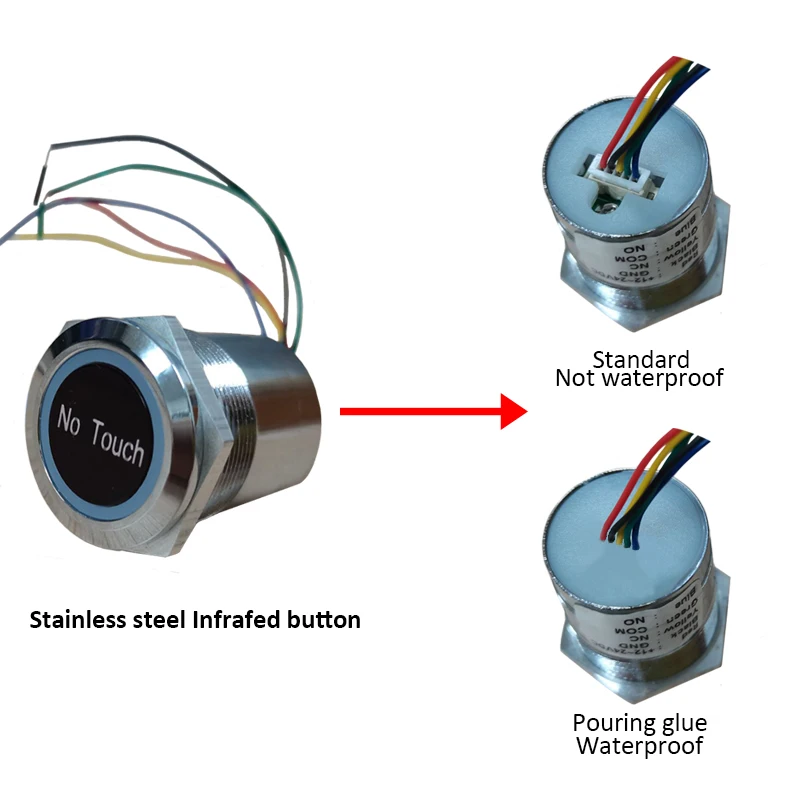 Sensor infrarrojo sin contacto, interruptor de salida impermeable, tipo de inducción, botón de salida de liberación, sistema de Control de acceso