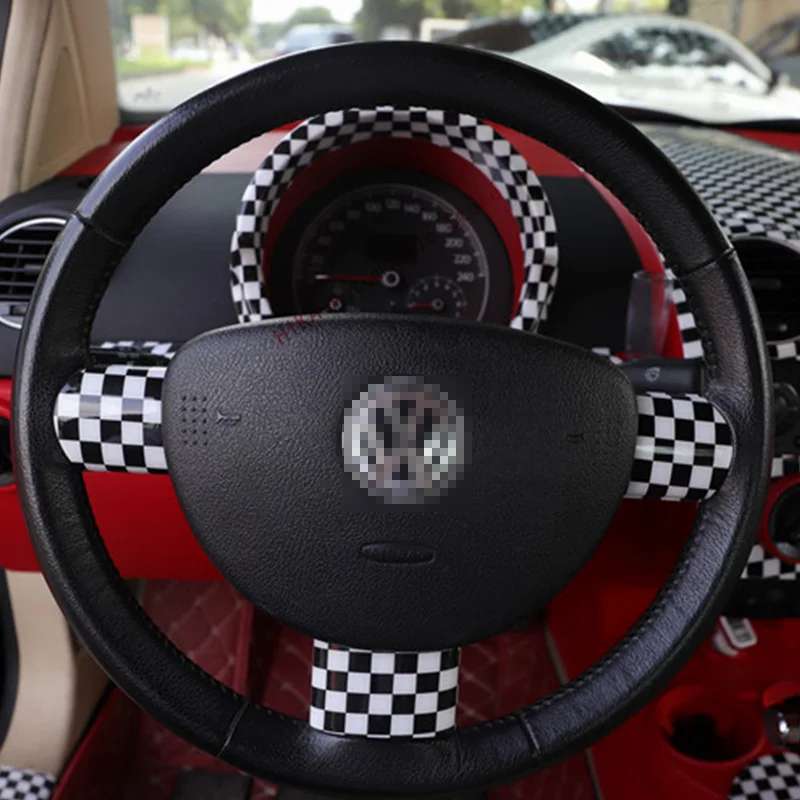 For volkswagen VW beetle 2003-2010 black carbon fiber Interior steering wheel molding trim cover 2004 2005 2006 2007 2008 2009