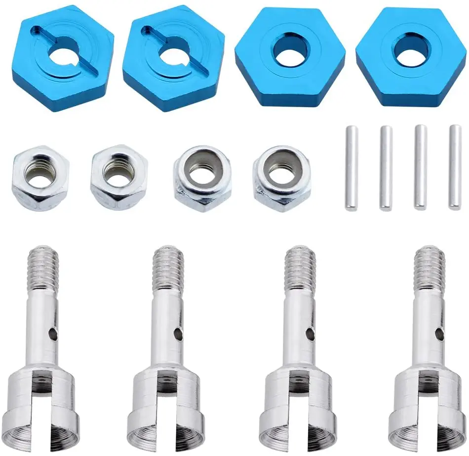 7mm to 12mm Wheel Hex Hub Convert Adapter & Axle Shaft & Locknuts for Wltoys A949 A959 K929 RC Car 1/18 Turn 1/10 Upgrade Parts