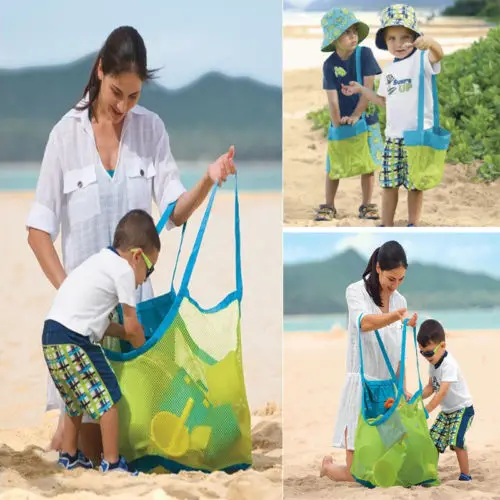 Anti Sand Beach Bag Toy Storage Large Mesh Durable Sand Away Drawstring Backpack