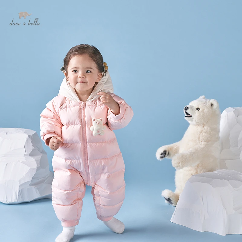 

DBX19299 dave bella winter new born baby unisex fashion cartoon down jumpsuits infant toddler clothes children romper 1 piece
