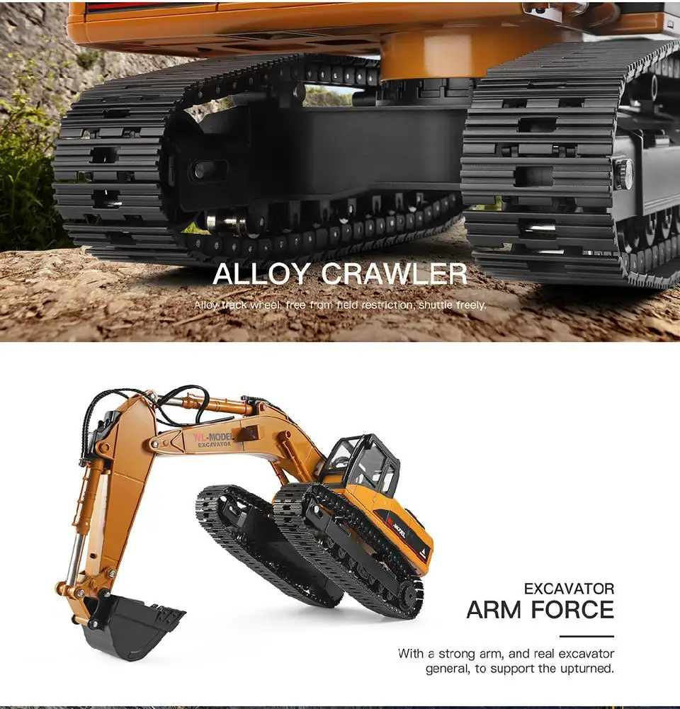 Wltoys 16800 1/16 Rc escavatore 23 Ch Caterpillar Truck 2.4G telecomando auto Led luce fumo ingegneria veicolo giocattoli ragazzi