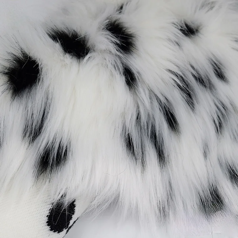 Long Pile Faux Fur Fabric Luxury Leopard Jacquard Two-colors Clothing Shoe Material Toy DIY Shaggy DIY Furry Fabric 1 Yard