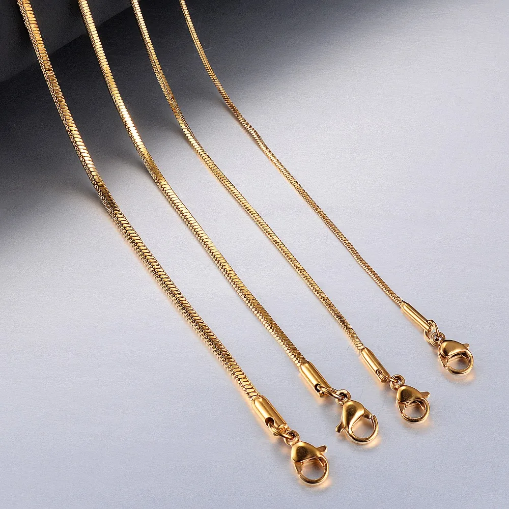 1 Stück, Breite 0,9 mm/1,2 mm/1,5 mm, goldfarbene quadratische Schlangenkette, Halskette für Männer und Frauen, Schmuck aus 316 Edelstahl. – Detail 4
