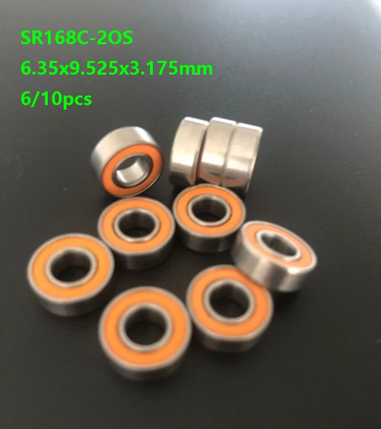 

6/10pcs SR168C-2OS 6.35x9.525x3.175mm ABEC-5 Stainless Steel hybrid Si3N4 ceramic ball bearings Bicycle Bearing