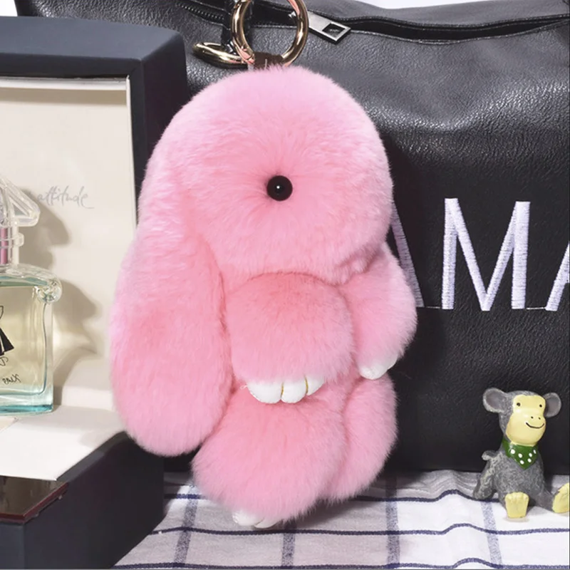 Rabbit Fur Keychain Charms Cute Accessories Luxury Gift for Friends Women/Kids Car Bag Holder Pendant Jewelry Key Ring Chain