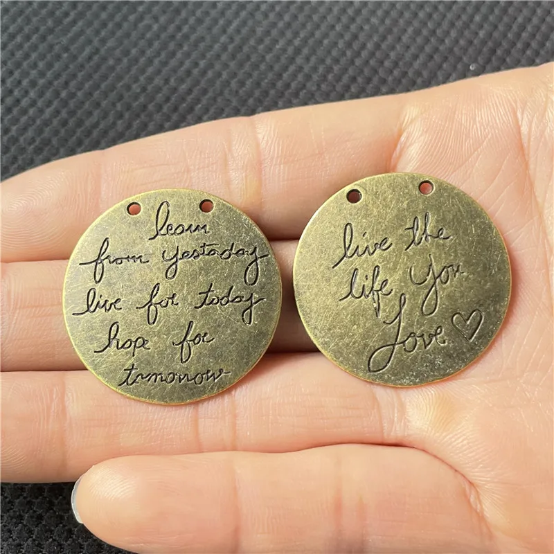 JunKang 5pcs double-sided different language hole tag DIY handmade necklace connector wholesale jewelry