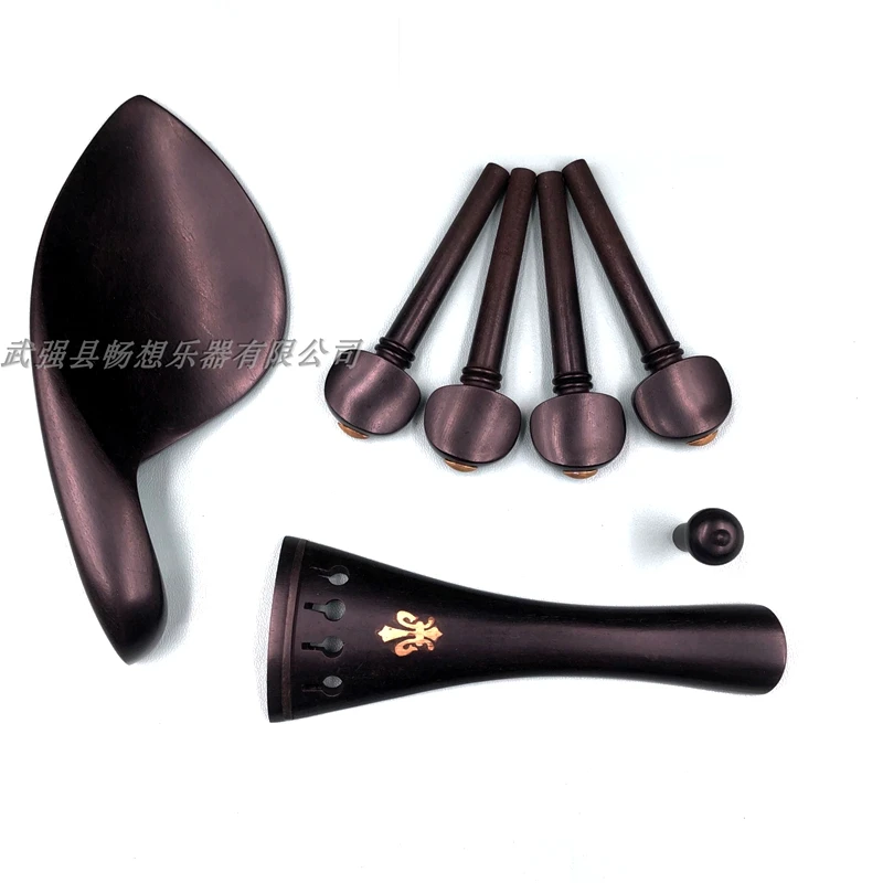 1 sets Ebony viola Accessories parts fittings,Tailpiece+Tuning pegs+Endpins+Chin rest/Chin Holder,Indonesian grade A ebony