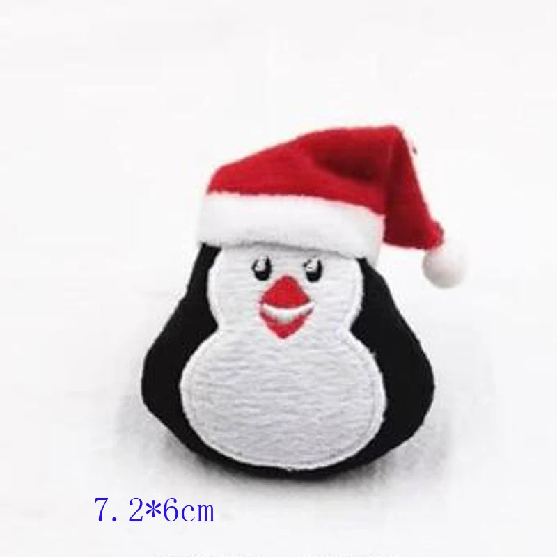 10Pcs/lot Plush Fabric Patch Christmas Snowman Penguin Padded Appliques  Kids Headwear Garments Accessories DIY Christmas Patch