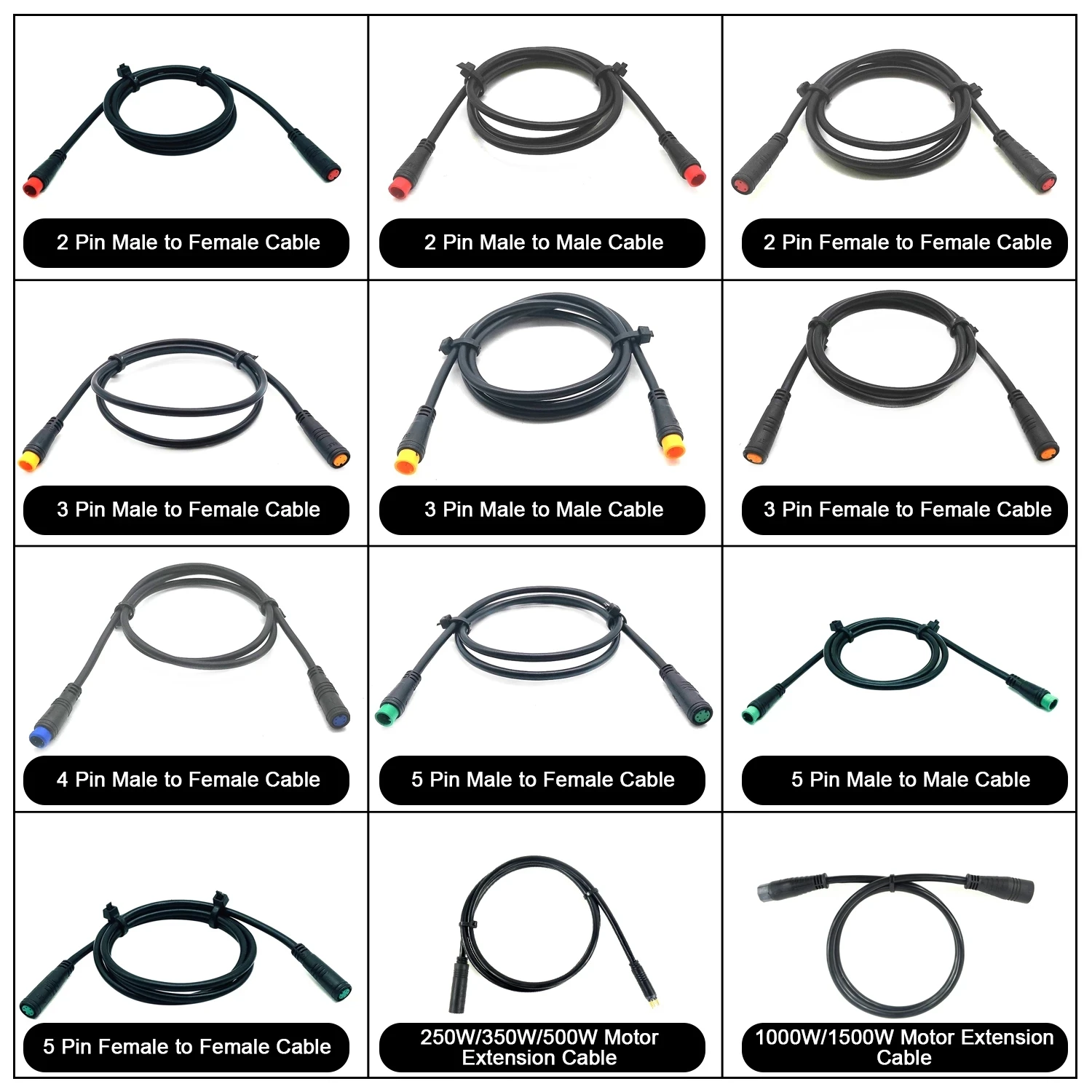 JULET Waterproof Cable BAFANG Extension Cale Motor Light Ebrake Throttle Display 2 3 4 5 Pin Ebike Conversion Cable