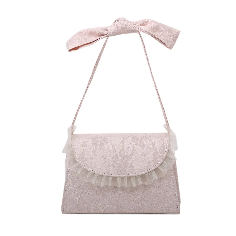 Girls bag PU Flap Bow Lace Korean ladylike Shoulder Bags Pures And Bags Crossbody Princess Bag Gift