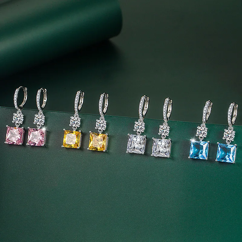 HuiSept Fashion Women Earrings 925 Silver Jewelry with Zircon Gemstone Drop Earrings Accessories for Wedding Party Promise Gift image 6