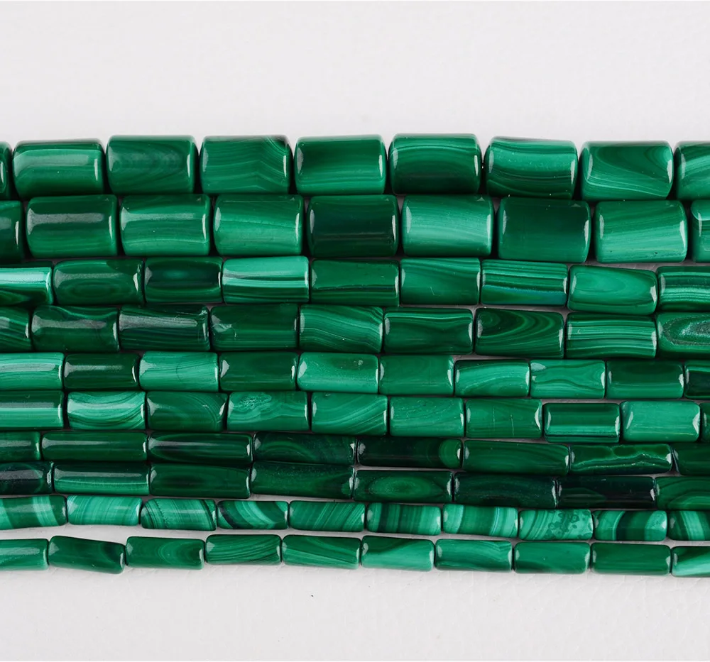 1 strands AA Natural Malachite Round Tube Beads 4x13mm/4X9mm/5X10mm/6X10mm/8X12mm