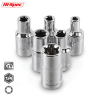 Hi-Spec 6pc 1/4 Inch(6.3mm) External Star Torx Socket Set Torx Star Bit  E4 E5 E6 E7 E8 E Socket Set Auto Repair Hand Tools Set