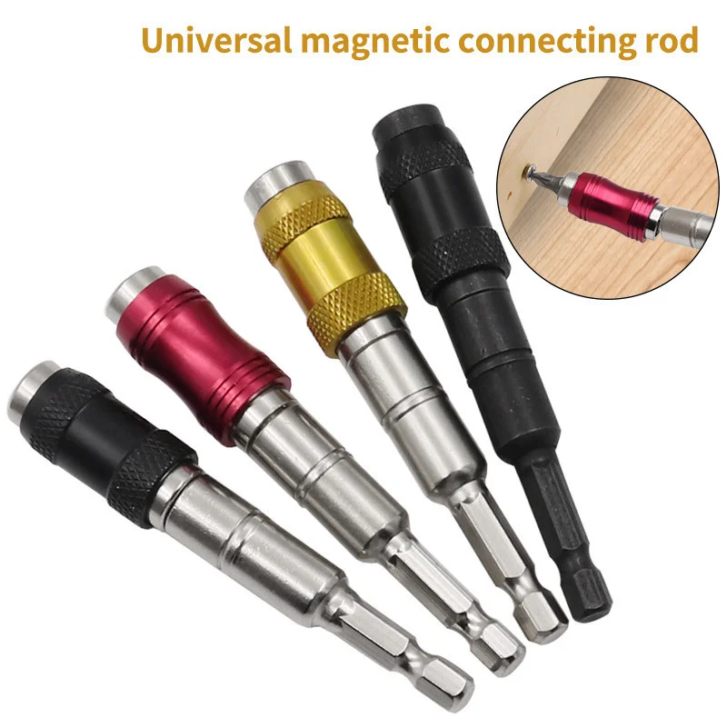 

1/4" Hex Magnetic Screw Drill Bit Tip Holder Pivoting Screwdriver Quick Change Locking Guide Bit Extension Rod Woodworking Tool