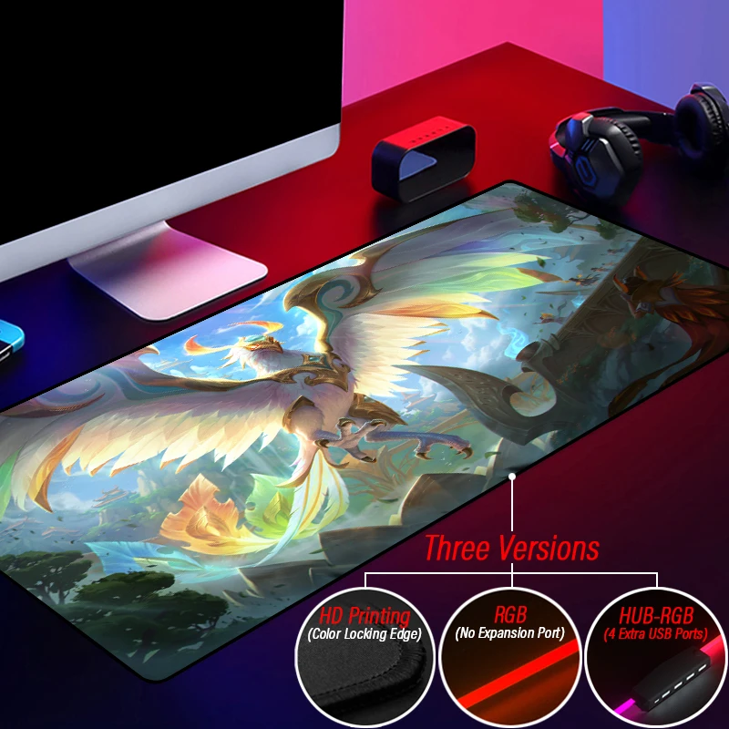 Illuminate Custom League of Legends Woven Rug LOL Personalized HUB Carpet RGB 4 in 1 USB Mouse Pad Yasuo Akali Jinx LED Desk Mat