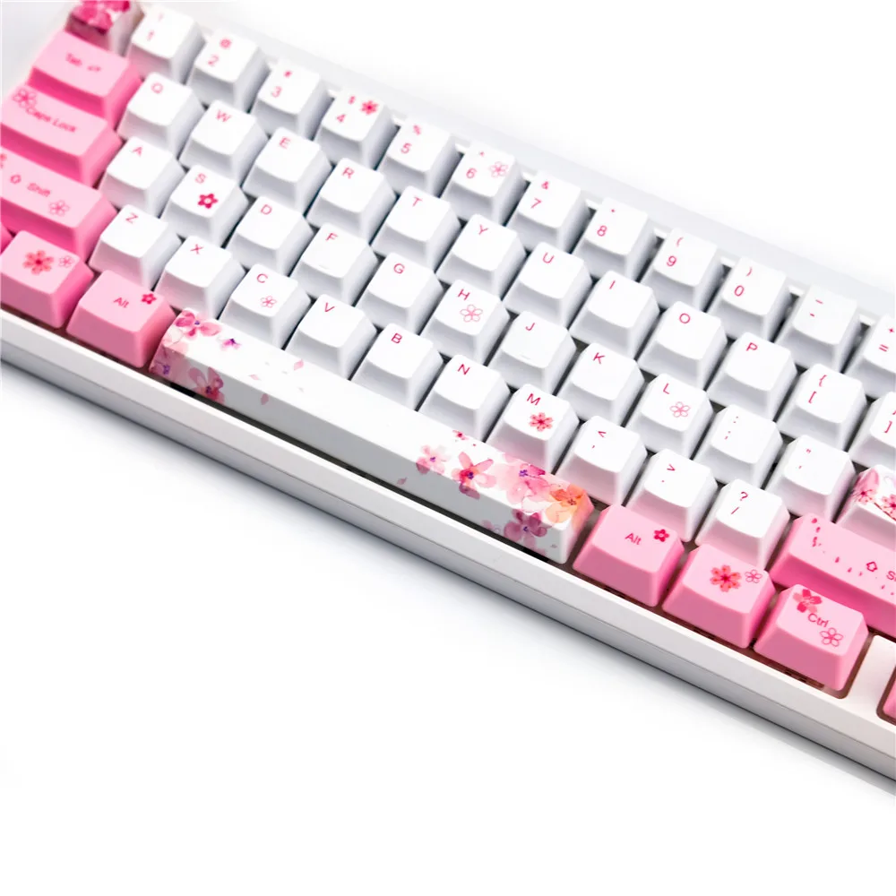 132Keys  OEM PBT Cherry Blossoms Keycaps Full Set Mechanical Keyboard Keycaps PBT Dye-Sublimation Keycap