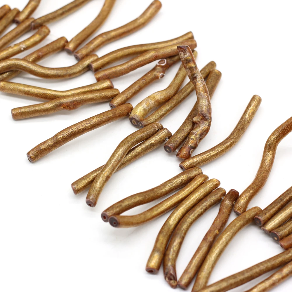 Irregular Coral Beads Gold-plated Stick Shape Loose Hole Bead for Tribal Jewelry Making Diy Women Necklace Earrings Accessory