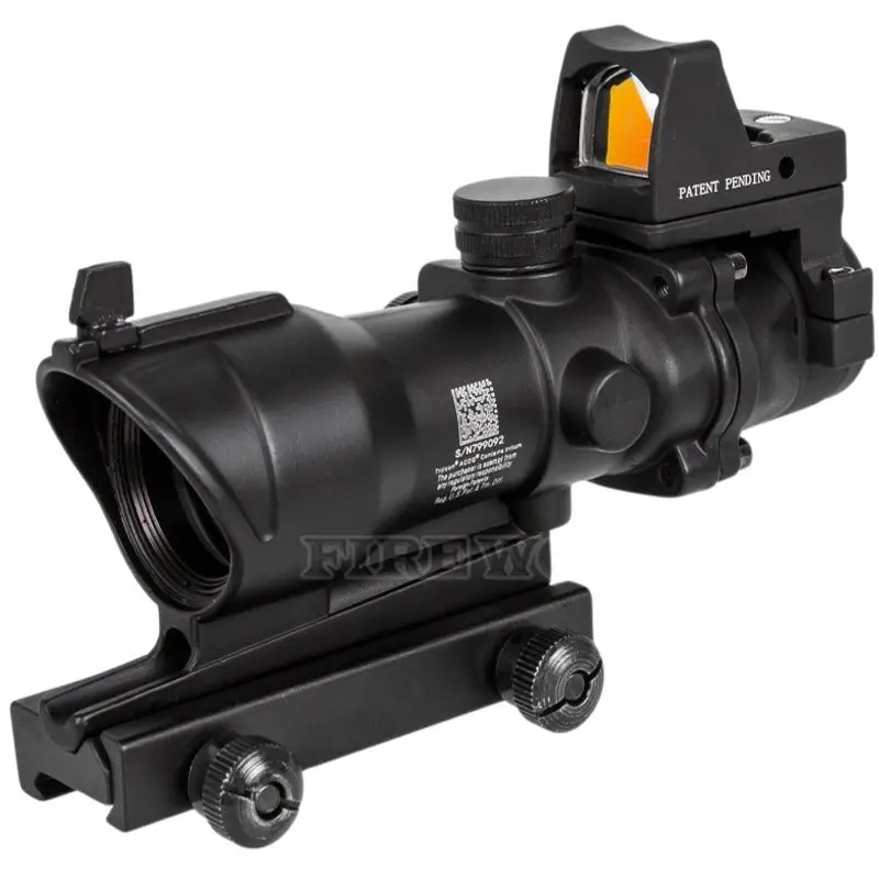 4x32 with Lron Sights 20mm Weaver Picatinny Rail Mounts Hunting Tactical Rifle Scope Red Dot