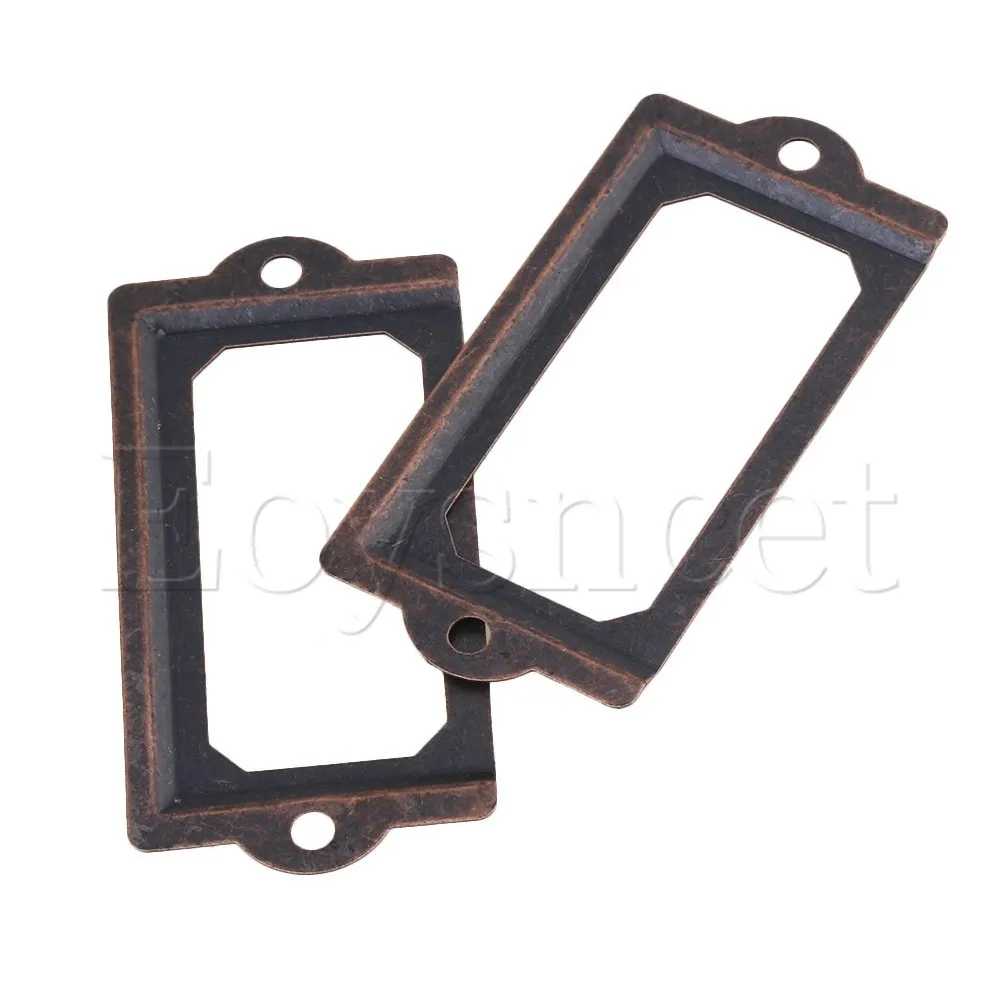 10pcs Antique Red Bronze Iron Drawer Label Frame Card 70x33mm