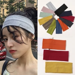 Moda emici ter Yoga bandı şeker renk geniş beyaz mavi kırmızı Hairband aksesuarları basit tasarım elastik Headbands sıcak