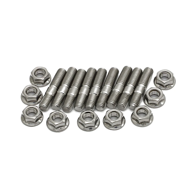 For B D Series M8*40 Exhaust Manifold Stud For Honda Civic Acura Integra V3 Stainless Steel Exhaust Stud Serrated Bolt Nut Screw